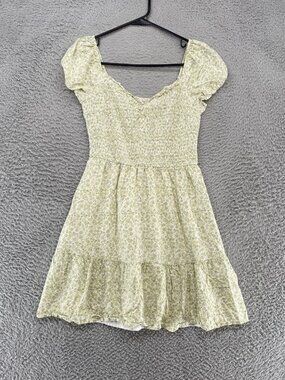 Hollister Women's Mini Pleated Tiered Cami Dress with Puff Sleeves